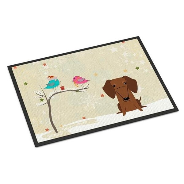 Carolines Treasures BB2602JMAT Christmas Presents Between Friends Dachshund Red Brown Indoor or Outdoor Mat; 24 x 0.25 x 36 in. BB2602JMAT - main